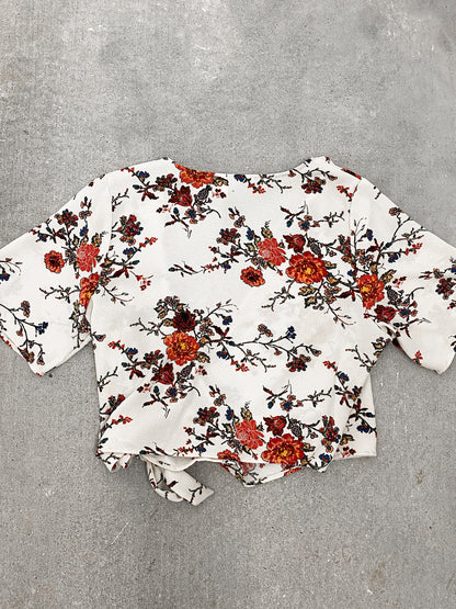 Floral Cross Body Tied Blouse (M)