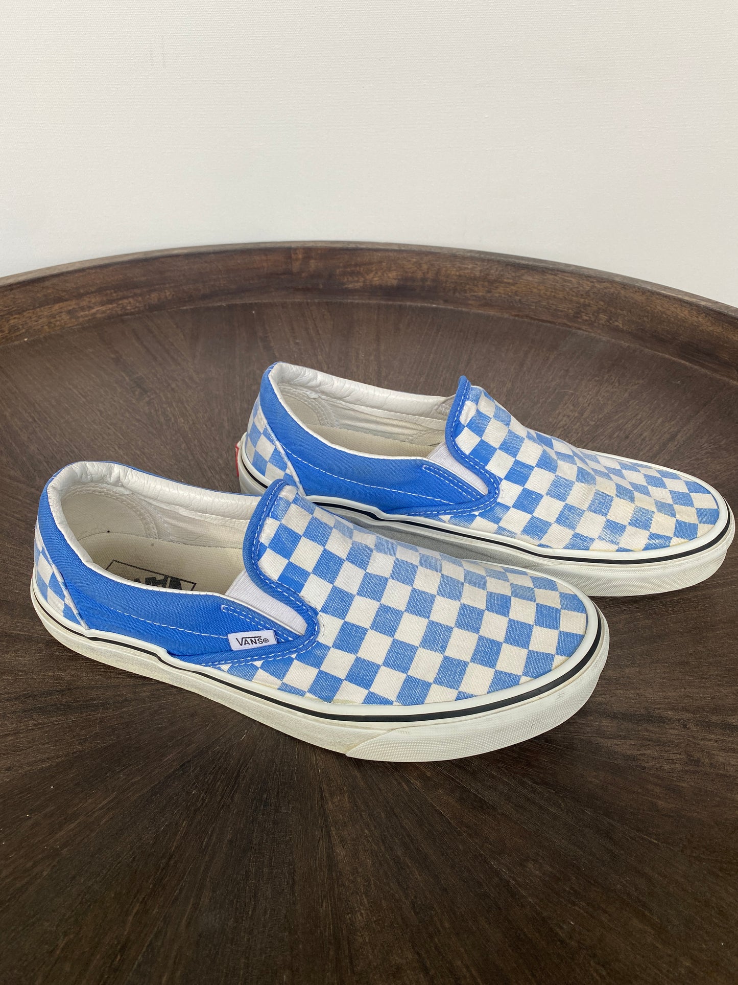 Vans Blue and White Checkered Sneakers (9.5)