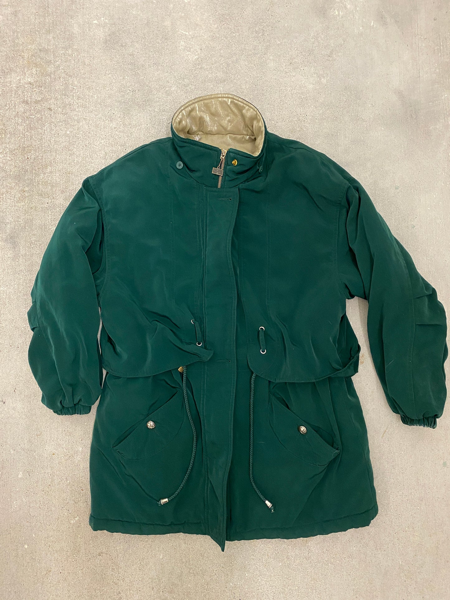 Vintage Green Cinch Jacket with Gold Accents (S)